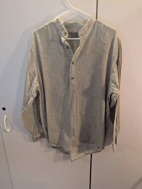 Frontier Classics Mens Medium Gingham Checkered Band Collar Men's Shirt